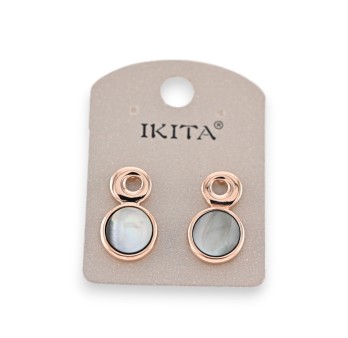 Boucles d'oreilles métal doré nacre marque Ikita