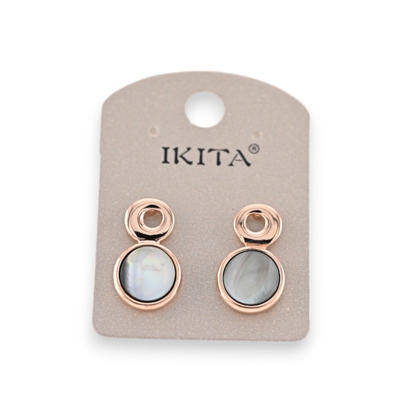 Boucles d'oreilles métal doré nacre marque Ikita
