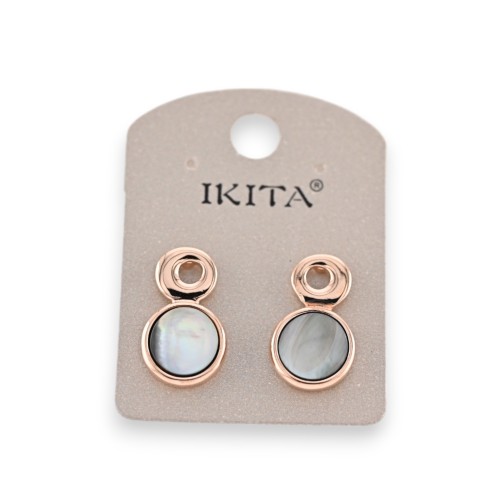 Boucles d'oreilles métal doré nacre marque Ikita