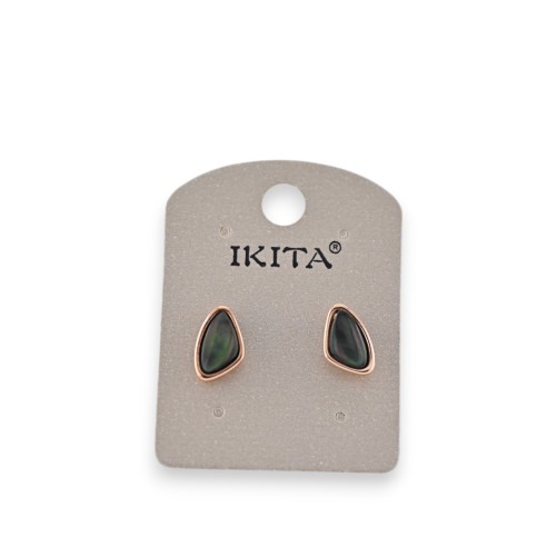 Boucles d'oreilles métal doré nacre marque Ikita