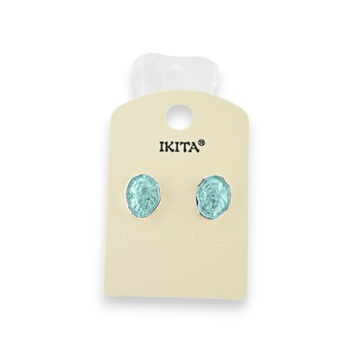 Boucles d'oreilles métal argenté turquoise marque Ikita