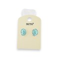 Boucles d'oreilles métal argenté turquoise marque Ikita