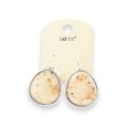 Boucles d'oreilles métal argenté écru copeaux feuilles dorées marque Ikita