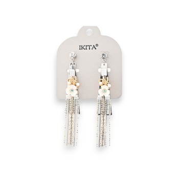 Boucles d'oreilles pendantes métal argenté et doré bohème chic marque Ikita