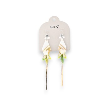 Boucles d'oreilles pendantes design chic métal argenté et doré marque Ikita
