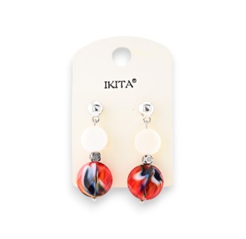 Boucles d'oreilles métal argenté pierre unique marque Ikita