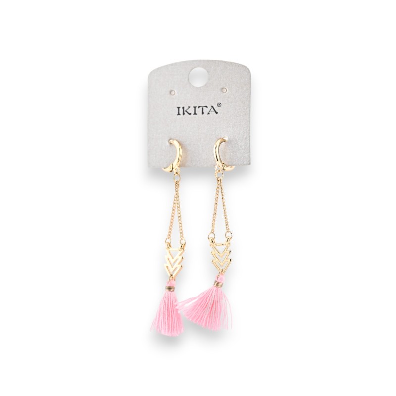 Boucles d'oreilles métal doré esprit bohème rose marque Ikita