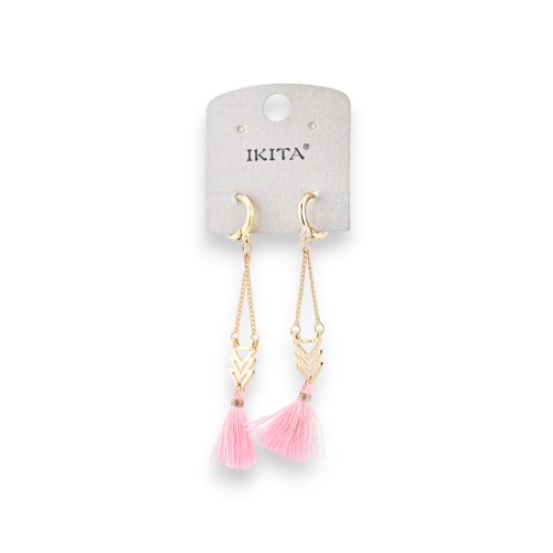 Boucles d'oreilles métal doré esprit bohème rose marque Ikita