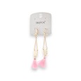 Boucles d'oreilles métal doré esprit bohème rose marque Ikita