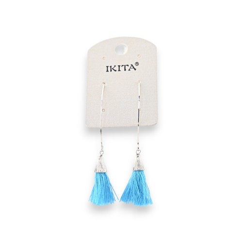 Boucles d'oreilles bohèmes Ikita à pompons turquoise
