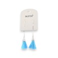 Boucles d'oreilles bohèmes Ikita à pompons turquoise