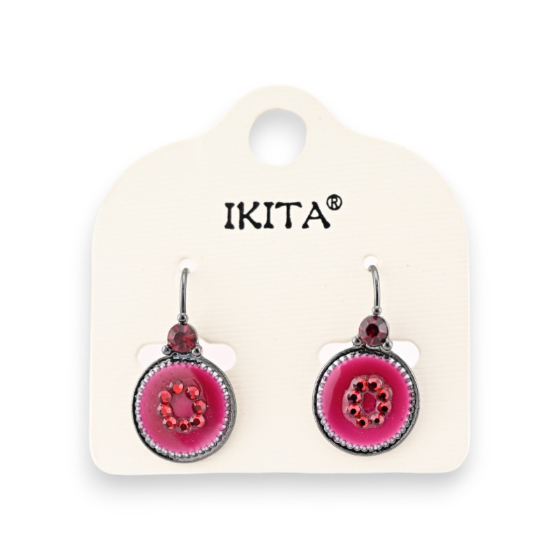 Boucles d'Oreilles Médaillon grena marque Ikita