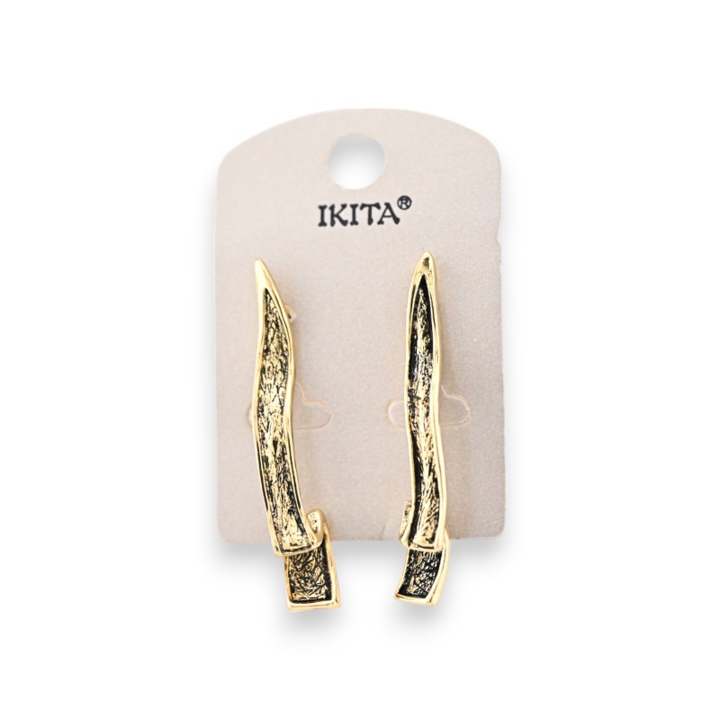 Boucles d'oreilles Ikita design original doré vieilli