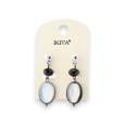 Boucles d'oreilles pendantes argentées noires Ikita