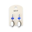 Boucles d'oreilles Ikita perles bleues argentées