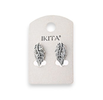Boucles d'oreilles plumes argenté vieilli de chez Ikita