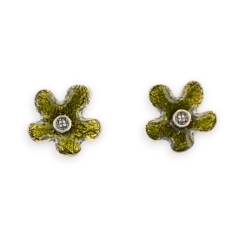 Boucles d'oreilles fleur kaki vintage