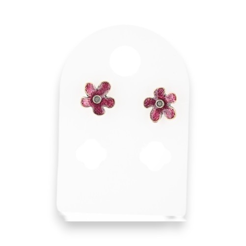 Boucles d'oreilles fleurs grena en métal argenté vieilli