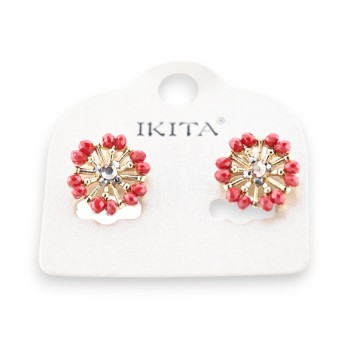 Boucles d'oreilles fleur vintge Ikita Bordeaux