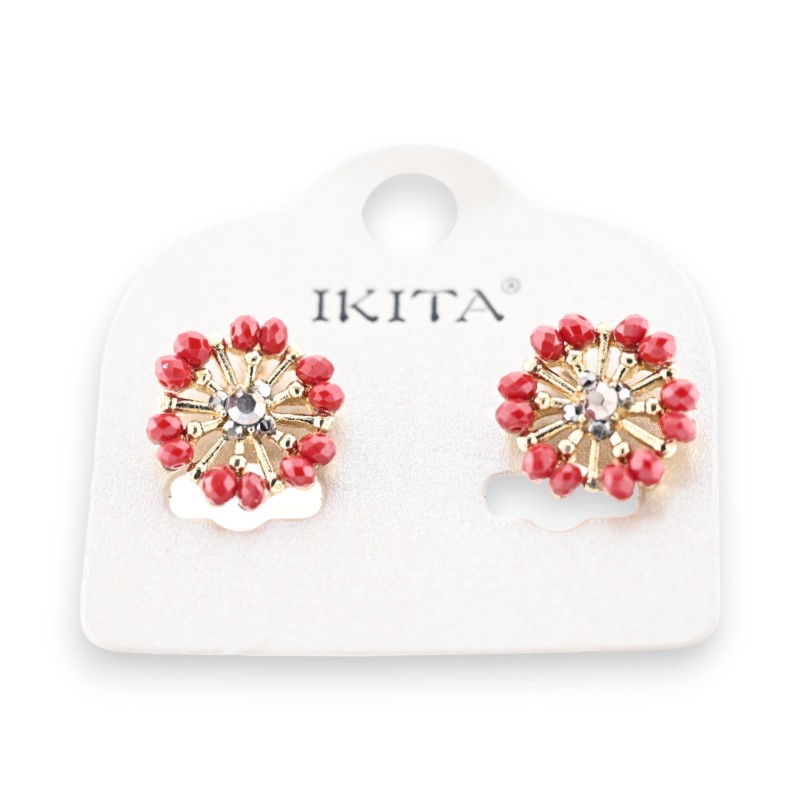 Boucles d'oreilles fleur vintge Ikita Bordeaux