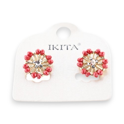 Boucles d'oreilles fleur vintge Ikita Bordeaux