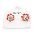 Boucles d'oreilles fleur vintge Ikita Bordeaux