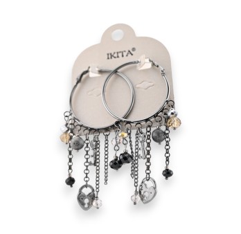 Boucles d'oreilles créoles breloques Ikita