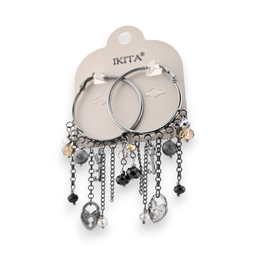 Boucles d'oreilles créoles breloques Ikita