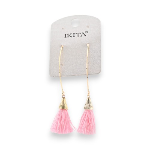 Boucles d'oreilles bohèmes pompons roses Ikita
