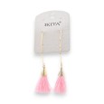 Boucles d'oreilles bohèmes pompons roses Ikita
