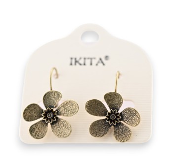 Boucles d'Oreilles Fleur Vintage doré vieilli Ikita