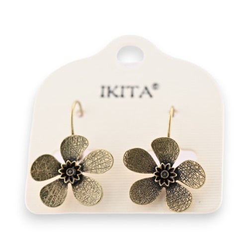 Boucles d'Oreilles Fleur Vintage doré vieilli Ikita