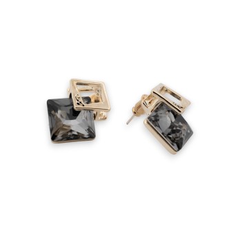 Petites boucles d'oreilles forme carrée 3D bijouterie