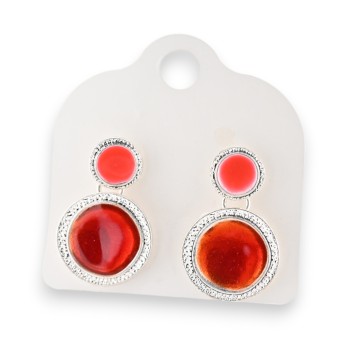 Boucles d'oreilles argentées orangées