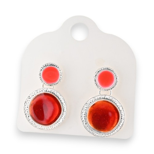 Boucles d'oreilles argentées orangées
