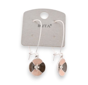 Boucles d'oreilles fleur beige et noire Ikita