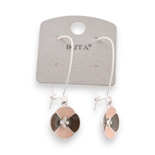 Boucles d'oreilles fleur beige et noire Ikita