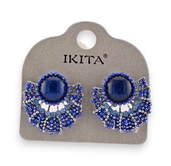 Boucles d'oreilles Ikita Éventail Bleu
