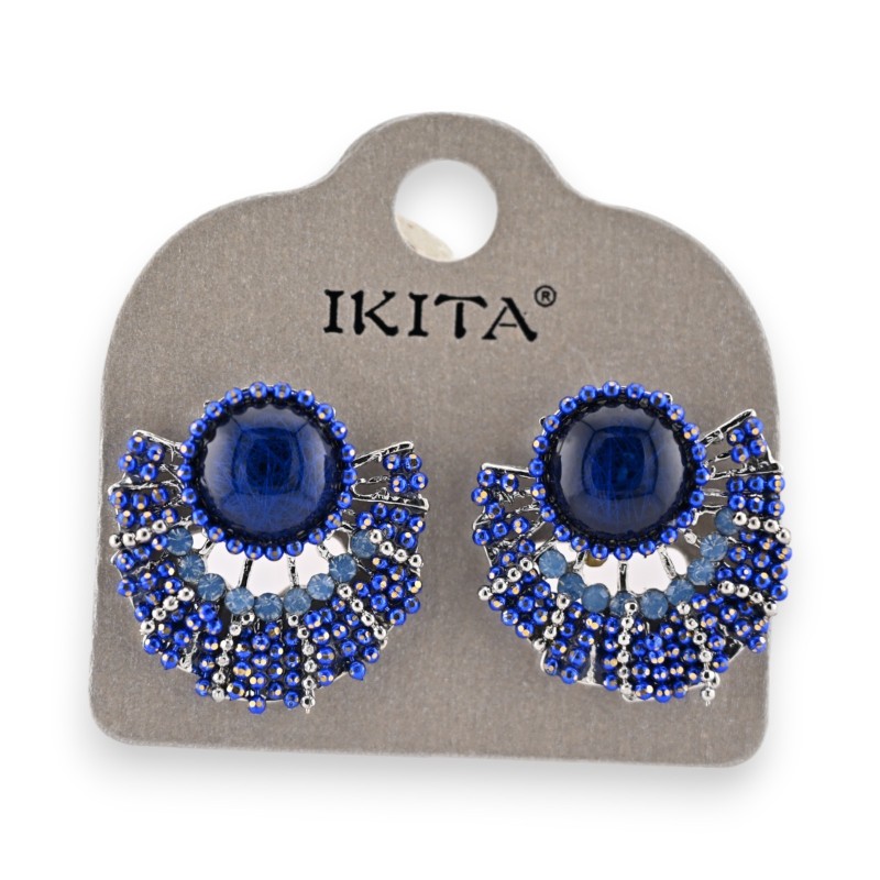 Boucles d'oreilles Ikita Éventail Bleu