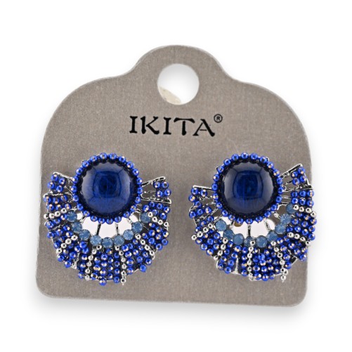 Boucles d'oreilles Ikita Éventail Bleu