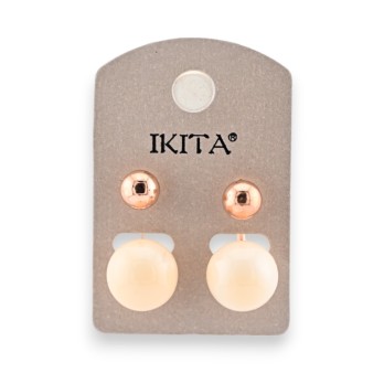 Boucles d'oreilles dorées perles beiges Ikita