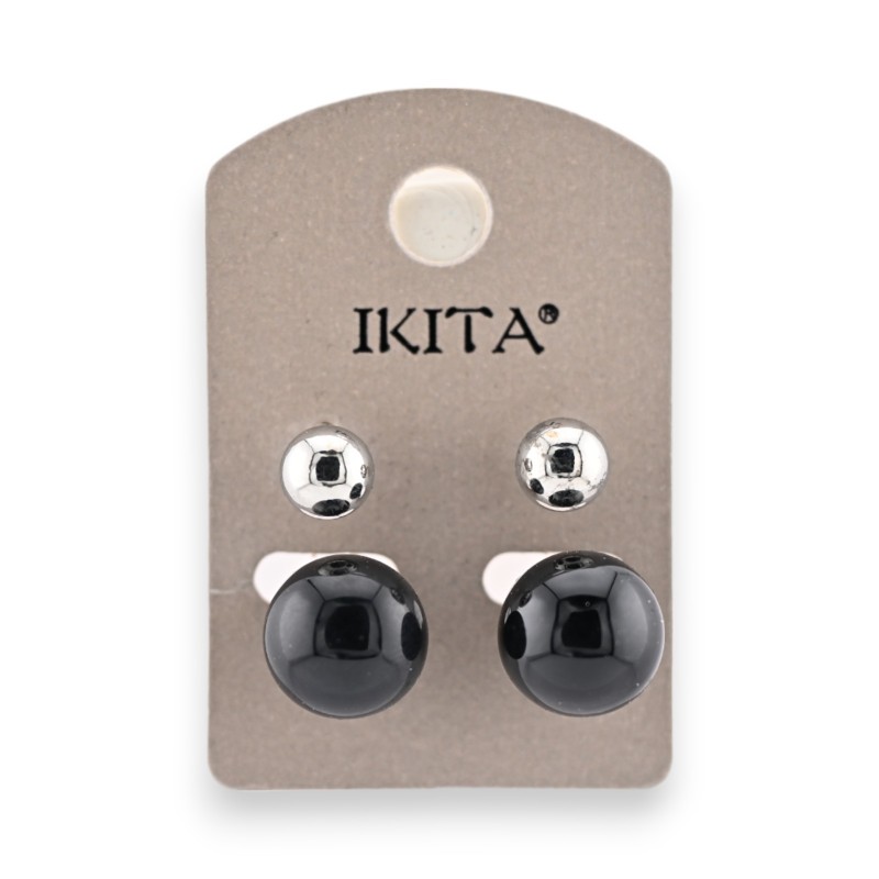 Boucles d'oreilles perle noire Ikita