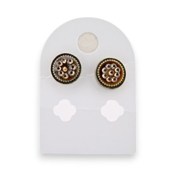 Boucles d'oreilles vintage dorées et marron