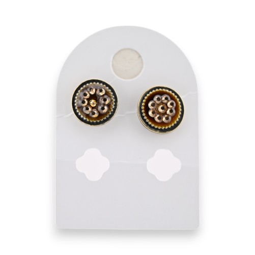 Boucles d'oreilles vintage dorées et marron