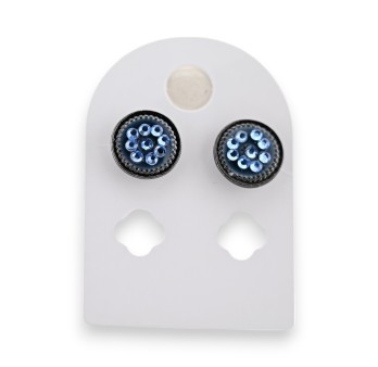 Boucles d'oreilles rondes bleu ciel en métal