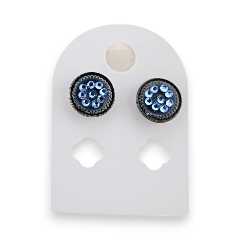 Boucles d'oreilles rondes bleu ciel en métal