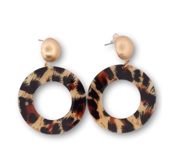 Boucles d'oreilles cercle léopard et métal doré