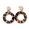 Boucles d'oreilles cercle léopard et métal doré