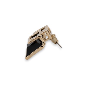 Petites boucles d'oreilles bijouterie dorée et pierre noire