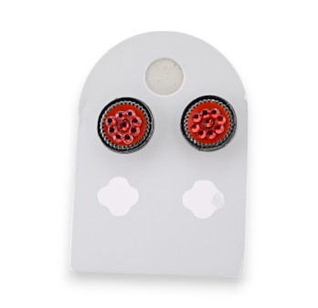 Boucles d'oreilles rondes rouges en métal
